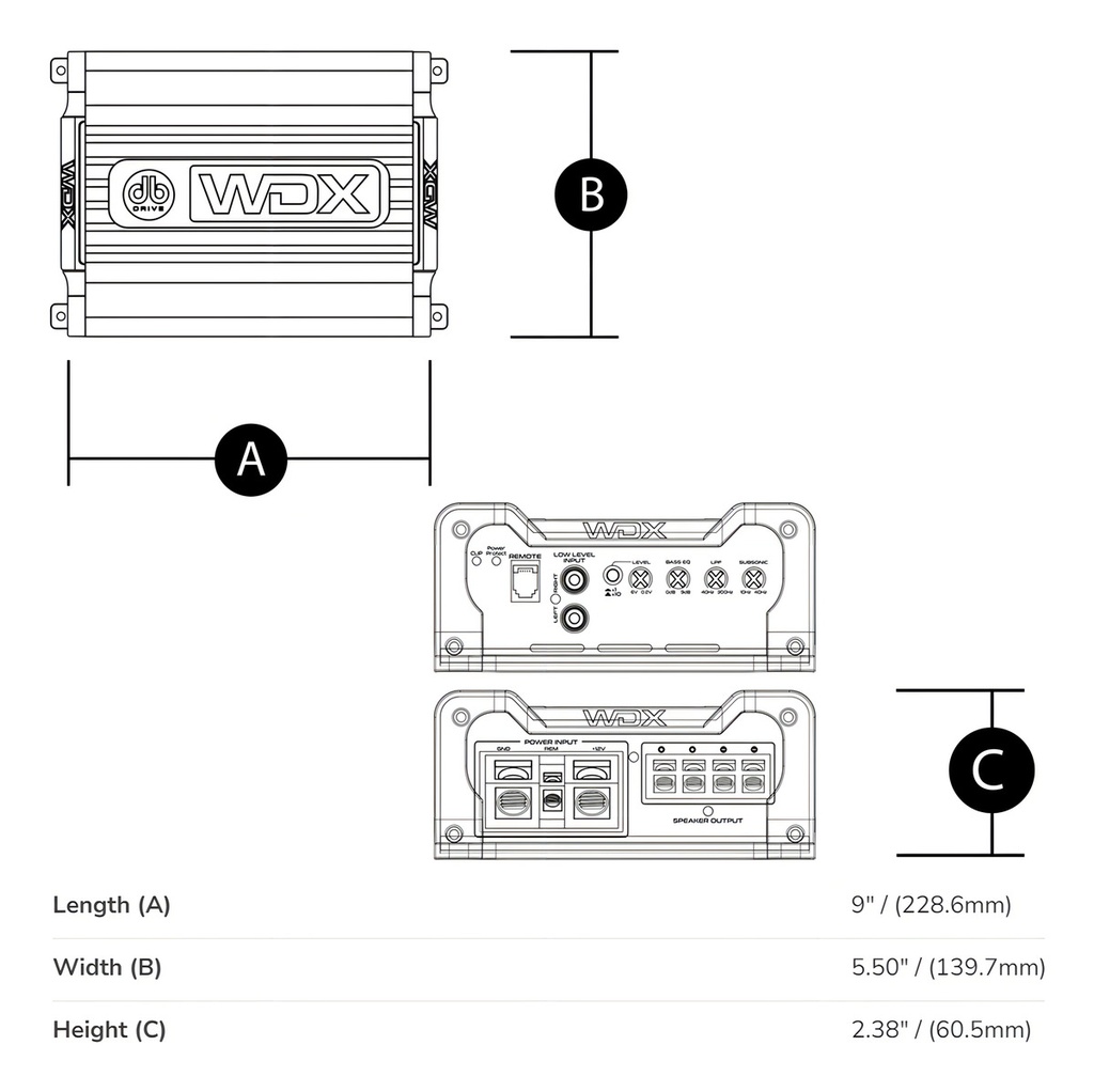 Amplificador De Audio Para Automóvil Db Drive Wdx1000.1 Wdx Series Clase D Monoblock 1 Canal 1000 Watts Color Negro