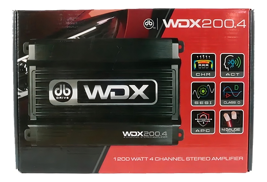 Amplificador 4 Canales Mini Db Drive Wdx200.4 Clase D Color Negro