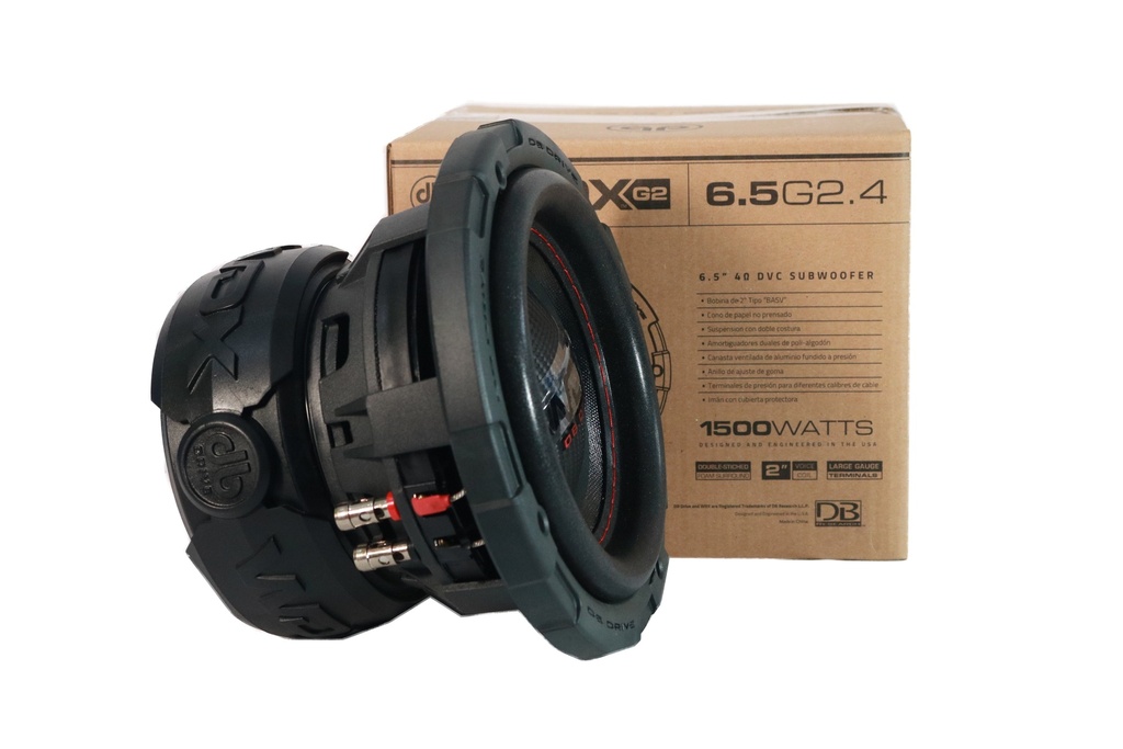 Bocina Subwoofer Profesional Para Automóvil Db Drive Wdx6.5g2.4 Wdx Series 6.5 Pulgadas 1500 Watts Máximo 750 Watts Rms Doble Bobina 4 Ohms Color Negro