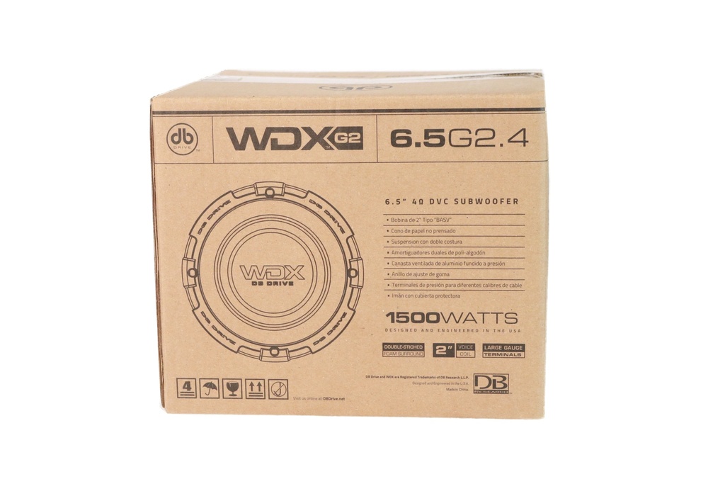 Bocina Subwoofer Profesional Para Automóvil Db Drive Wdx6.5g2.4 Wdx Series 6.5 Pulgadas 1500 Watts Máximo 750 Watts Rms Doble Bobina 4 Ohms Color Negro