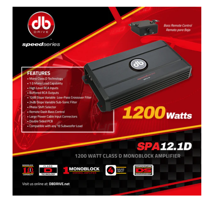 AMPLIFICADOR 1CH DB DRIVE SPEED SERIES SPA12.1D