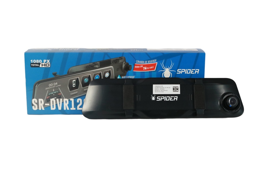 DVR FRONTAL EN RETROVISOR SPIDER AZUL SR-DVR120