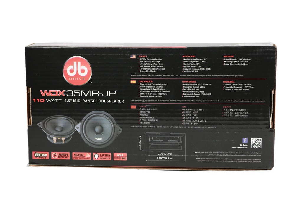 BOCINAS 3.5" DB DRIVE WDX35MR-JP