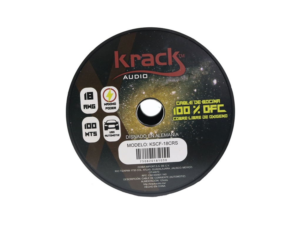 CABLE PARA BOCINA #18 KRACK 100% COBRE KSCF-18CRS