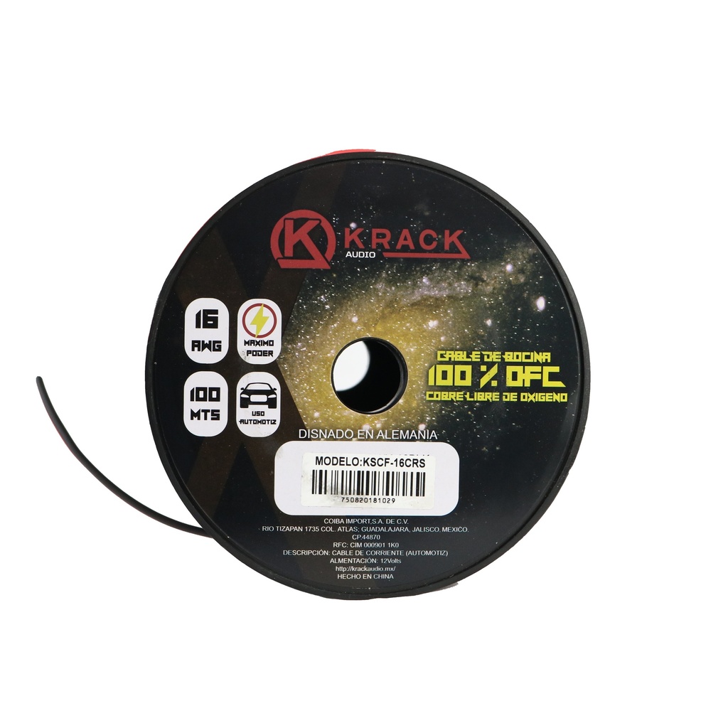 CABLE PARA BOCINA #16 KRACK 100% COBRE KSCF-16CRS