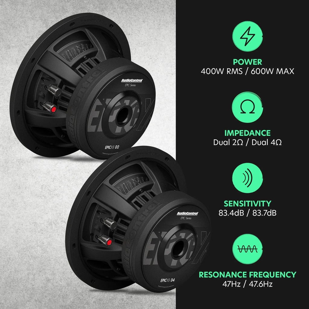 SUBWOOFER 8" AUDIO CONTROL EPICX8D4 