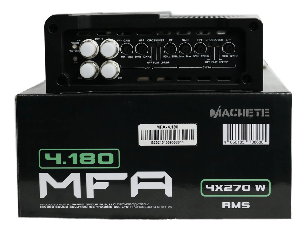 Machete Mfa-4.180 | Amplificador De 4 Canales Y 180 Vatios Negr