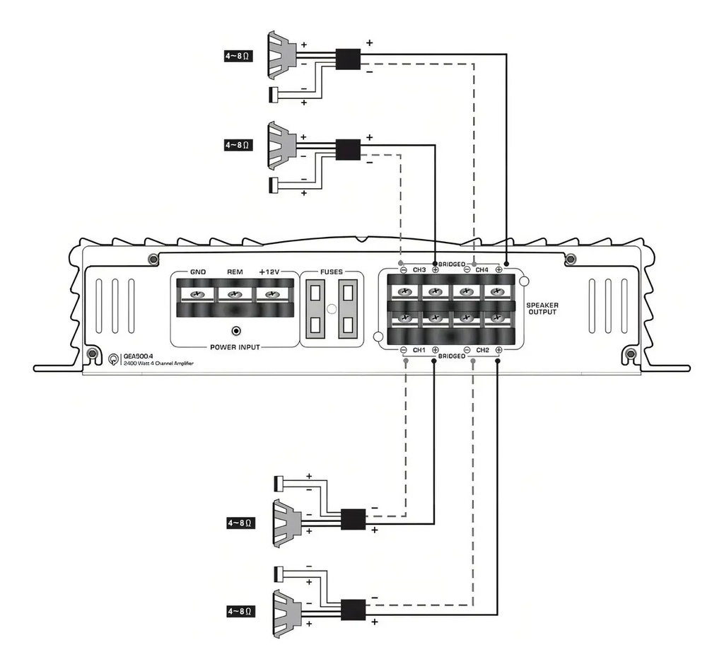 AMPLIFICADOR 4 CH QUANTUM AUDIO QEA800.4