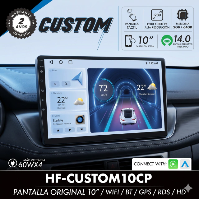 PANTALLA 2 DIN 10" HF AUDIO HF-CUSTOM10CP